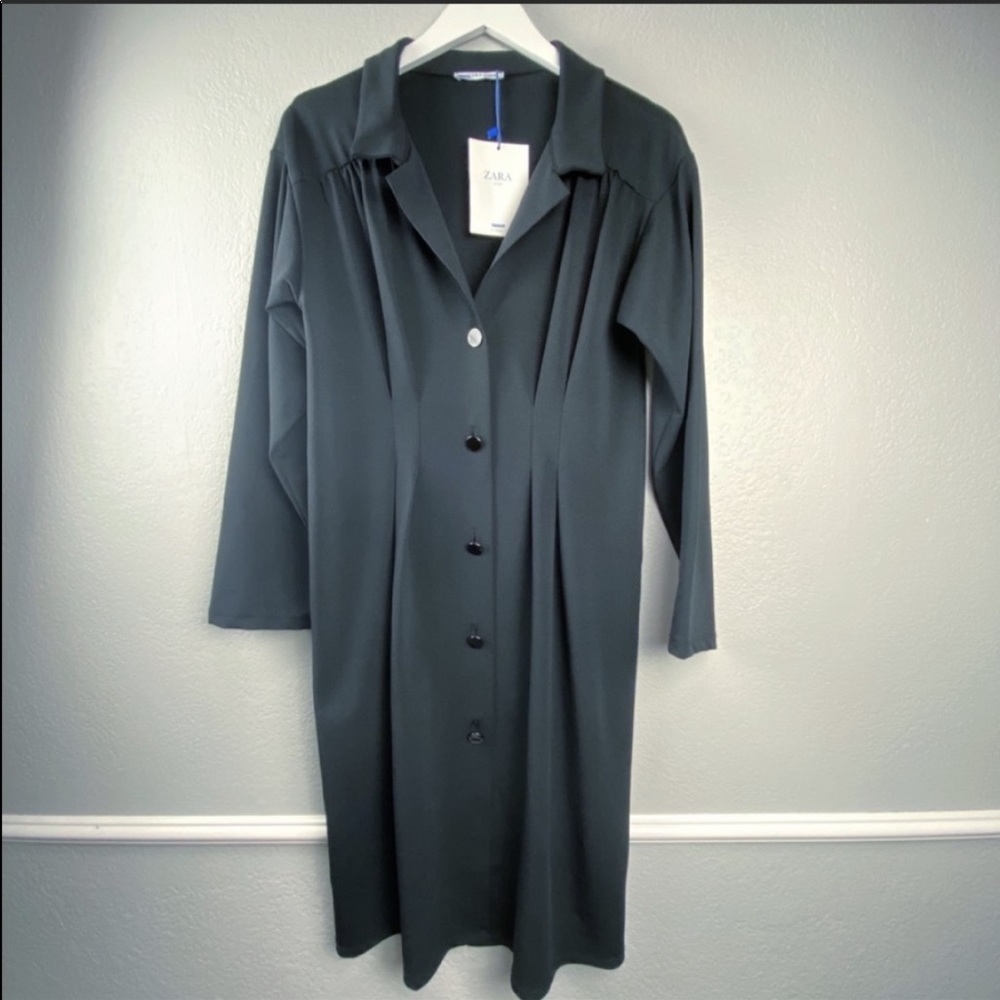 NWT Zara Front Button Up Dress- Black - Picture 11 of 11